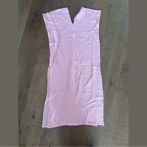 bao bamboo light pink gauze 100% cotton high slit coverup dress